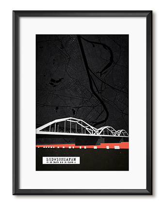 Ludwigshafen Poster mit Stadtplan LU 01