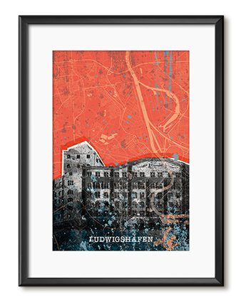Ludwigshafen Poster mit Stadtplan LU 03